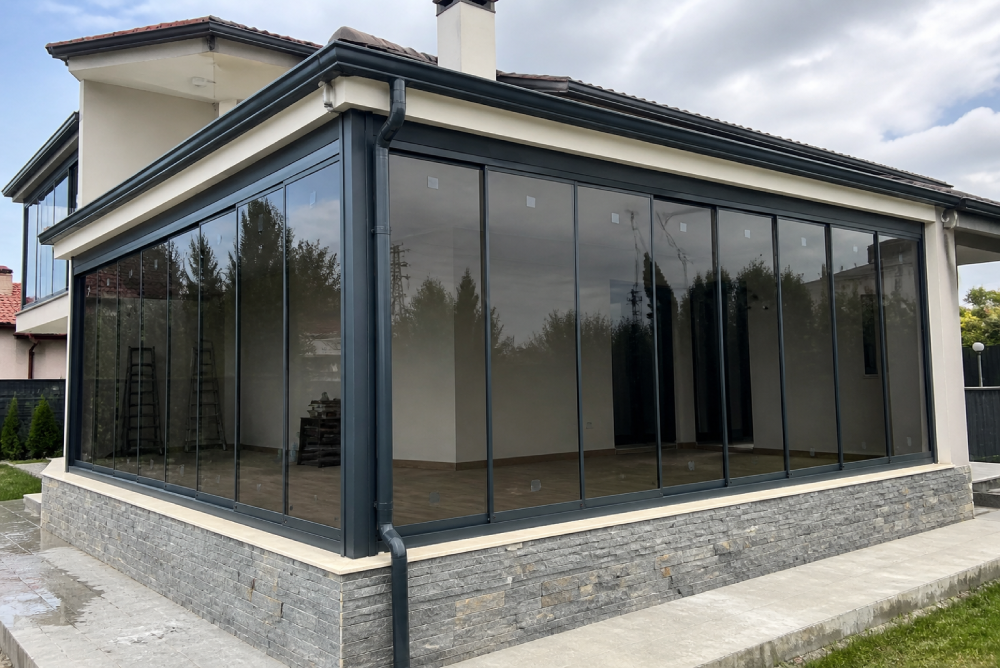 Antrasit katlanır cam balkon modeli