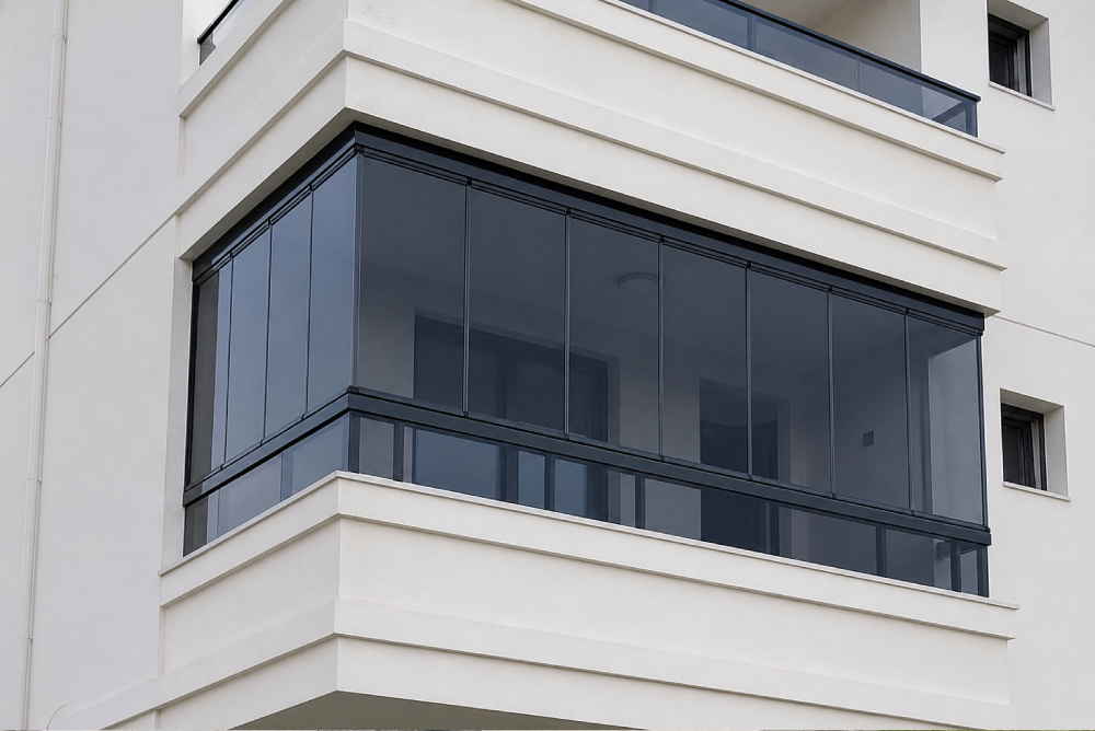 Antrasit sürme cam balkon modeli