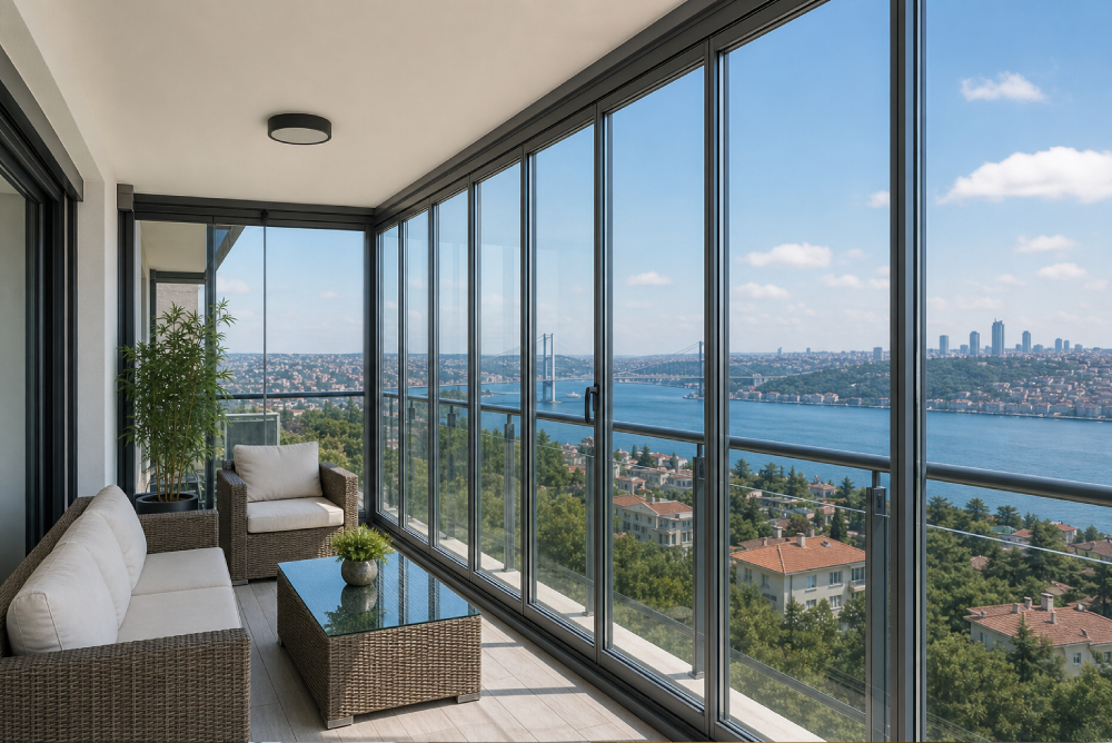 Şeffaf ısıcamlı cam balkon modeli